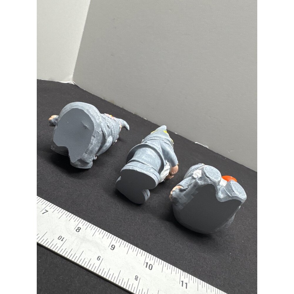 Set Of 3 Decorative Gnome Figurines With Flower Accents & Accessories - Picture 6 of 7